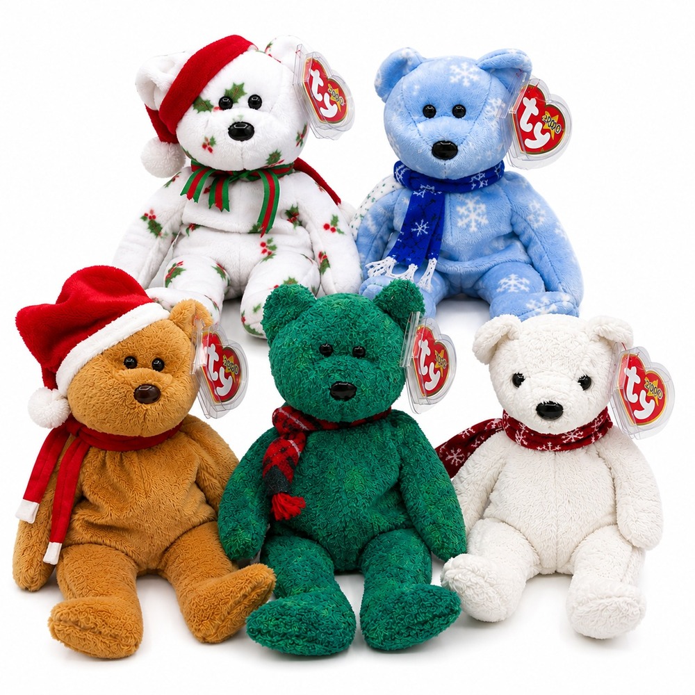 VTG Ty Holiday Teddy Bear Lot 1997 1999 2000 Wallace Christmas Plush Tags Lot